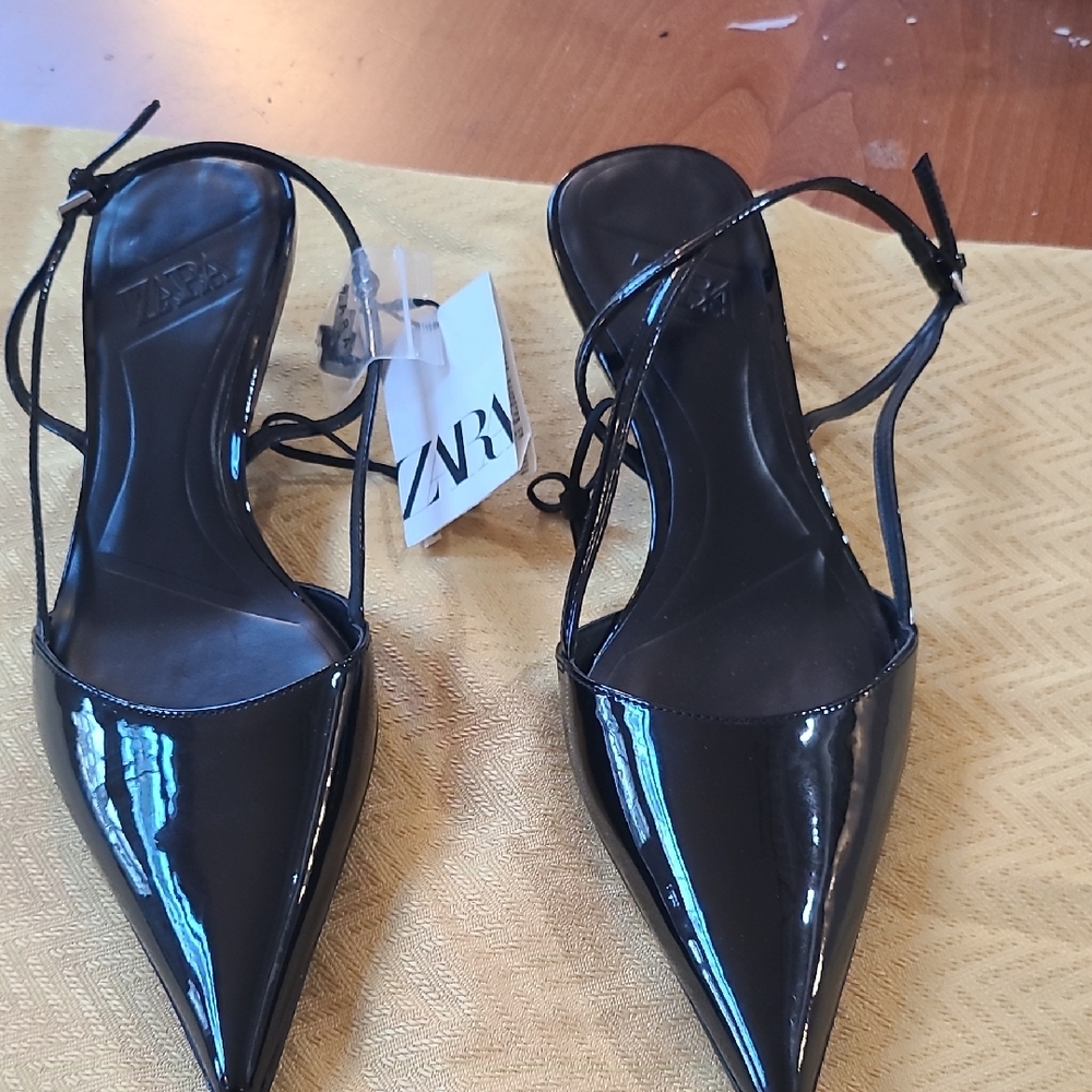 Zara Glossy Black Heels